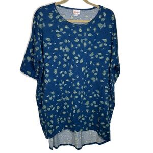 Leaf Print Blue Irma top XL